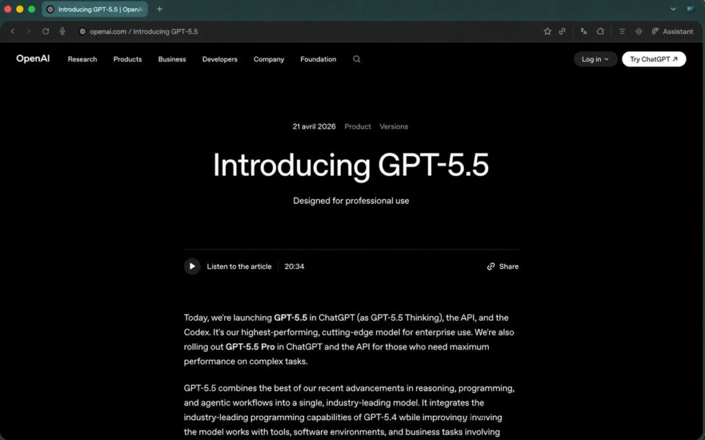 ChatGPT 5.5 เปิดตัวโมเดล AI ใหม่ ฉลาดขึ้น ทำงานแทนคนได้จริง
