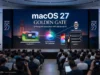เผยโฉม macOS 27 Golden Gate อัปเกรด Siri ข้ามแพลตฟอร์ม พร้อมลุยสมรภูมิ AI เต็มสูบ ภาพถ่ายภายในงาน Apple WWDC 27 Keynote ที่ Steve Jobs Theater แสดงผู้ชมนั่งอยู่หน้าหน้าจอ LED ขนาดใหญ่บนเวทีที่ประกาศเปิดตัว 'macos 27 Golden Gate' พร้อมฟีเจอร์ 'Unifying the Ecosystem with Advanced AI' หน้าจอมีข้อความหลัก 'macos 27' และ 'GOLDEN GATE' มีกราฟิก Siri ที่ส่องสว่างเชื่อมต่ออุปกรณ์ Apple ต่างๆ เช่น MacBook Pro, iPhone, iPad Pro, และ Apple Watch Ultra พร้อมคำอธิบาย 'Cross-Platform Siri Upgrades' ผู้บรรยายหญิงยืนอยู่กลางเวที