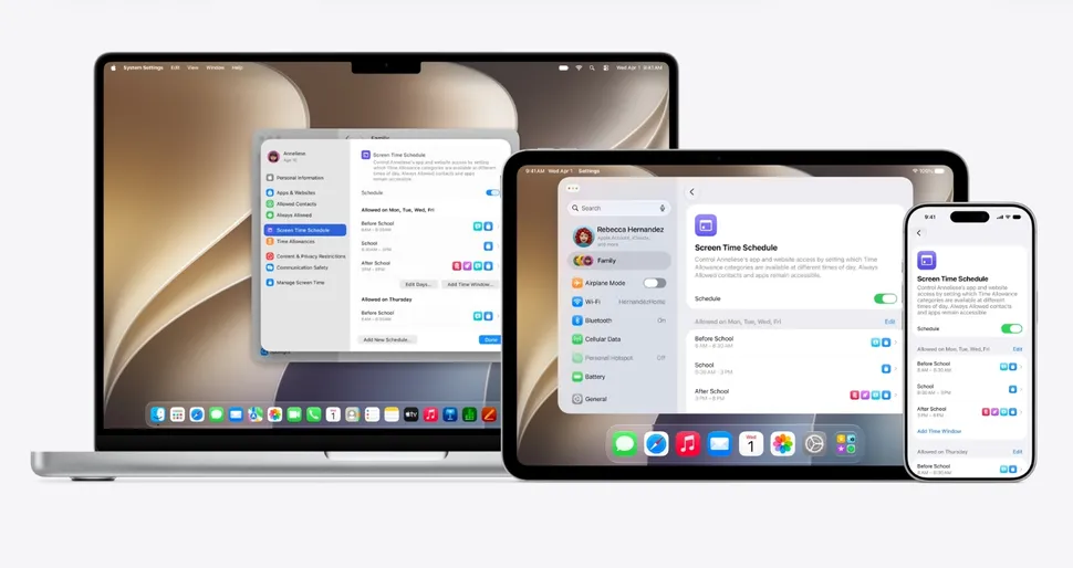 กราฟิกสไตล์เบนโตะบล็อกที่รวบรวมฟีเจอร์ต่างๆ ของ "Apple Intelligence" โดยมีข้อความหลักอยู่ตรงกลาง ล้อมรอบด้วยการ์ดขนาดเล็กที่นำเสนอฟีเจอร์ต่างๆ เช่น เครื่องมือแก้ไขภาพถ่ายอัจฉริยะ, ความรู้รอบตัวที่กว้างขวางของ Siri, เสียง Siri ที่แสดงอารมณ์ได้มากขึ้น, การอัปเกรดรหัสผ่านอัตโนมัติ และทรัพยากรด้านการเขียน