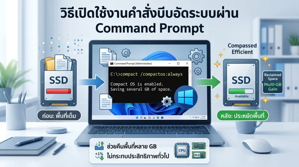 คืนพื้นที่ SSD ได้หลาย GB ด้วยคำสั่ง Compact OS บน Windows